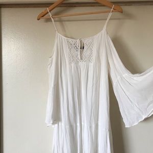 White flowy boho mini dress